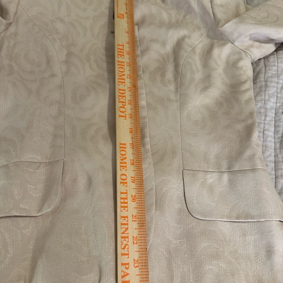 VTG Y2k Kasper ASL Skirt Suit 8 Ivory Brocade button Lined Career Classic Pocket - Picture 8 of 16